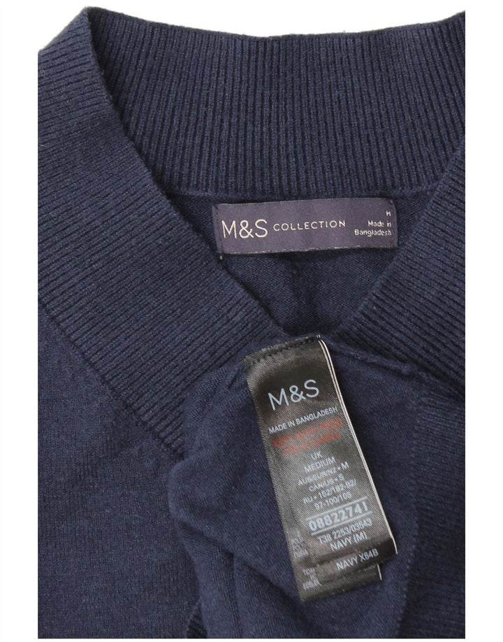 Marks & Spencer Womens V-Neck Jumper Sweater UK 14 Medium Navy Blue Viscose