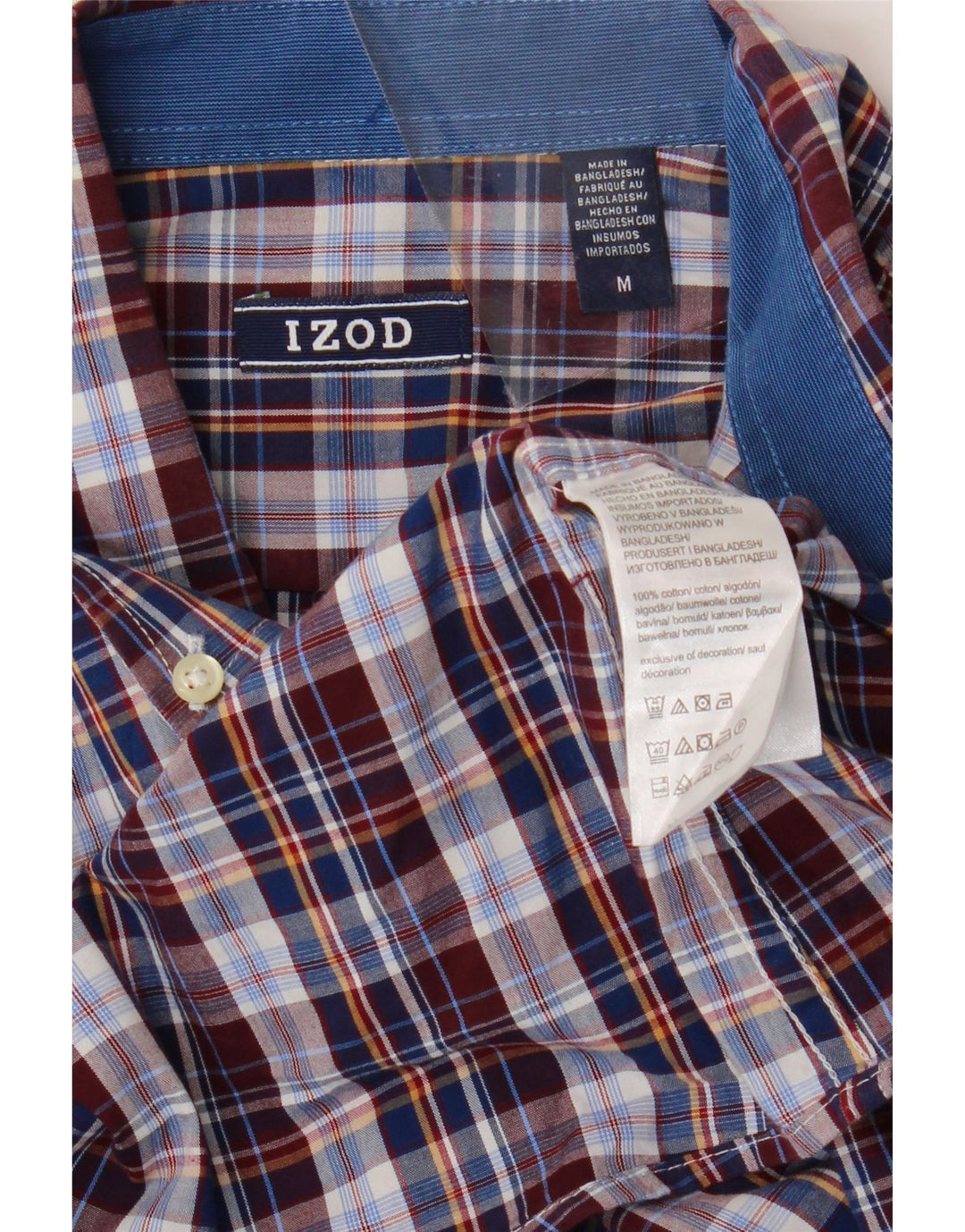 Izod Mens Shirt Medium Multicoloured Check Cotton