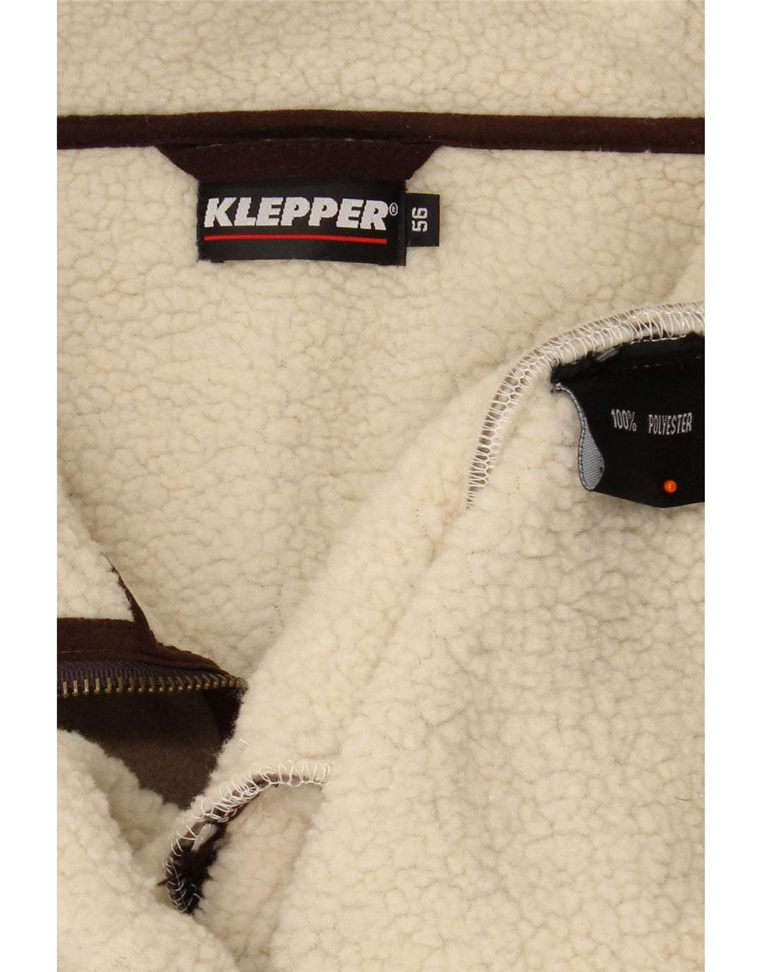 KLEPPER Mens Sherpa Fleece Jacket IT 56 3XL Khaki Polyester