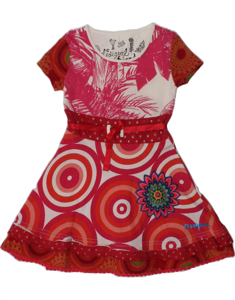 DESIGUAL Girls Graphic A-Line Dress 3-4 Years Red Floral Cotton | Vintage Desigual | Thrift | Second-Hand Desigual | Used Clothing | Messina Hembry 