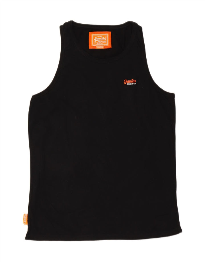 SUPERDRY Mens Vest Top Medium Black Cotton