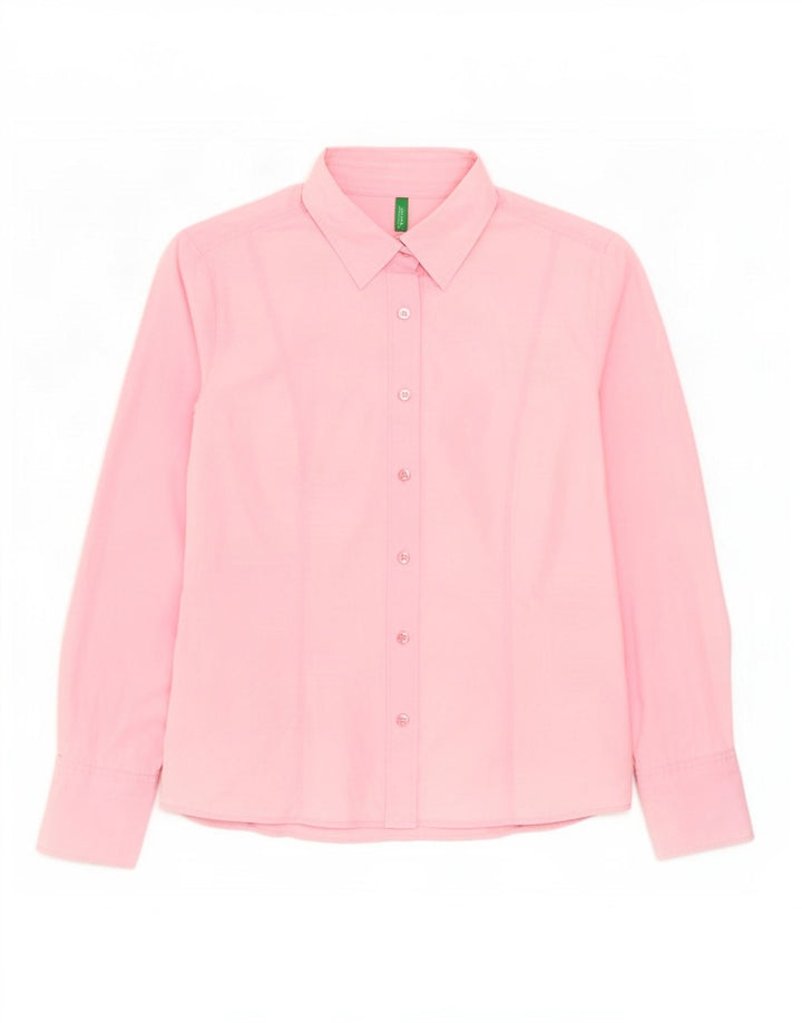 Benetton Womens Shirt UK 14 Medium Pink Cotton