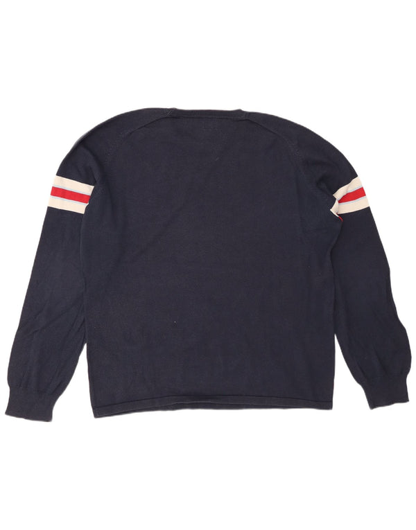 LEVI'S Mens Crew Neck Jumper Sweater XL Navy Blue Striped