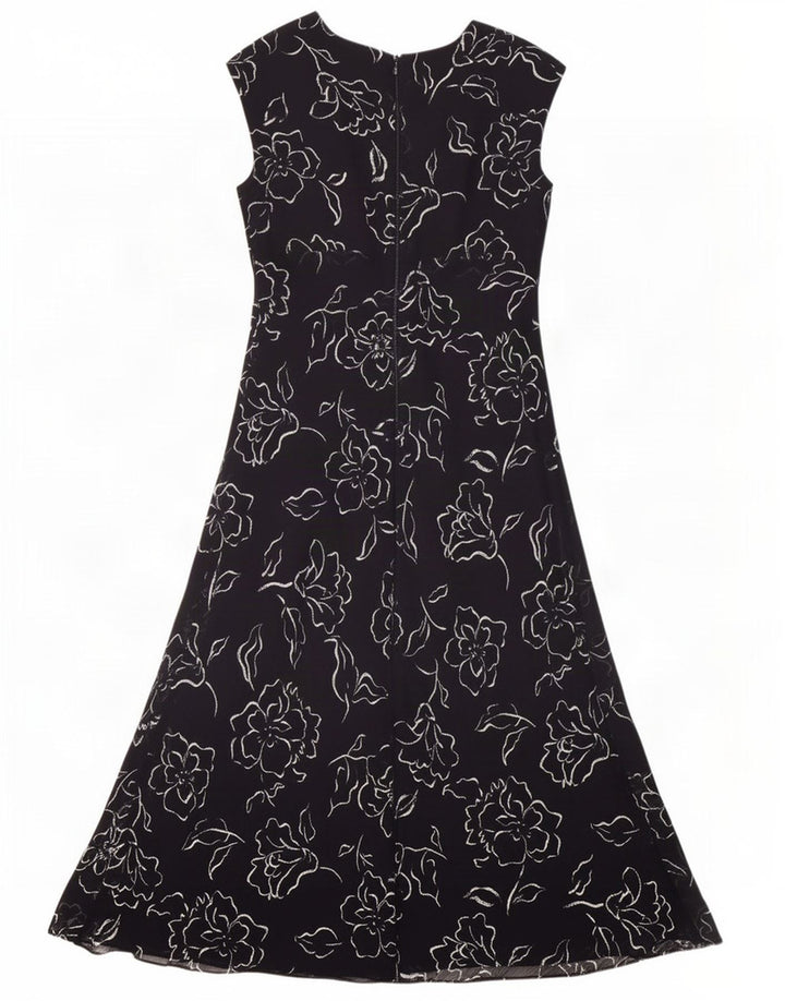 Chaps Womens Sleeveless Maxi Dress US 4 Small Black Floral Polyester