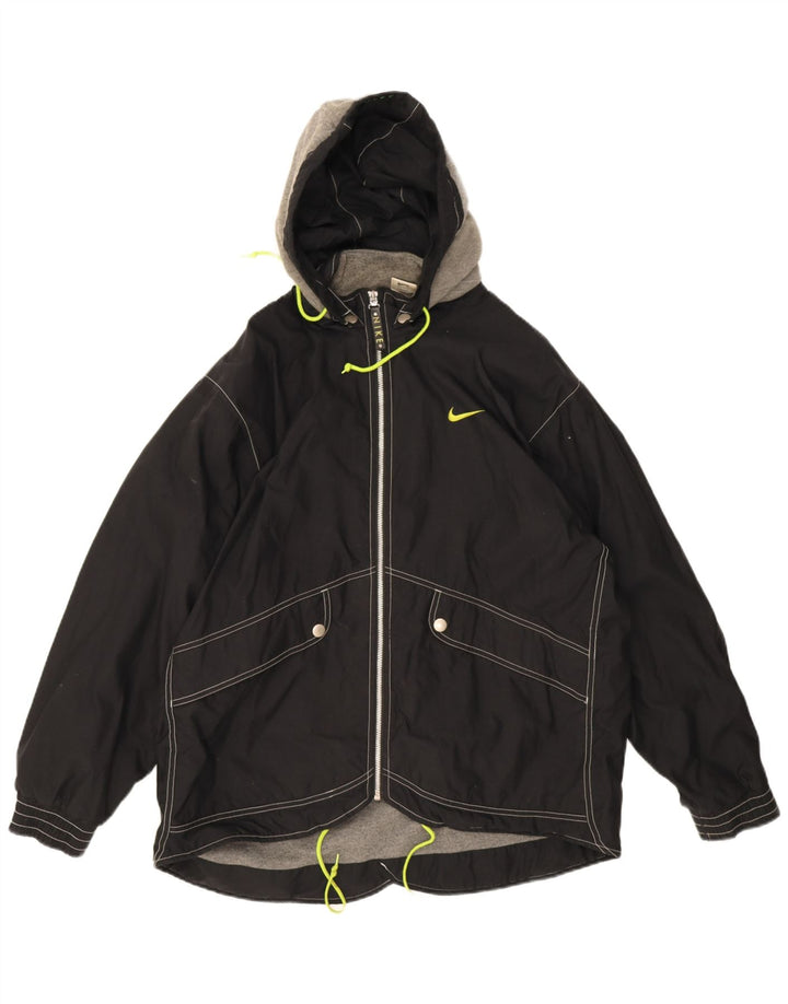 Nike Womens Hooded Oversized Windbreaker Jacket US 12/14 Large Black Nylon