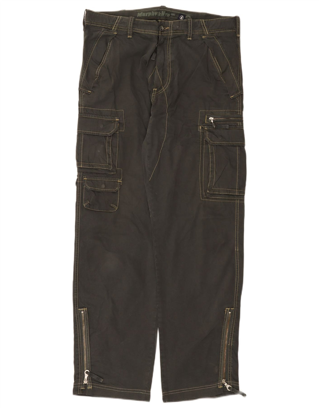 Murphy & Nye Mens Loose Fit Cargo Trousers W34 L33 Grey Cotton