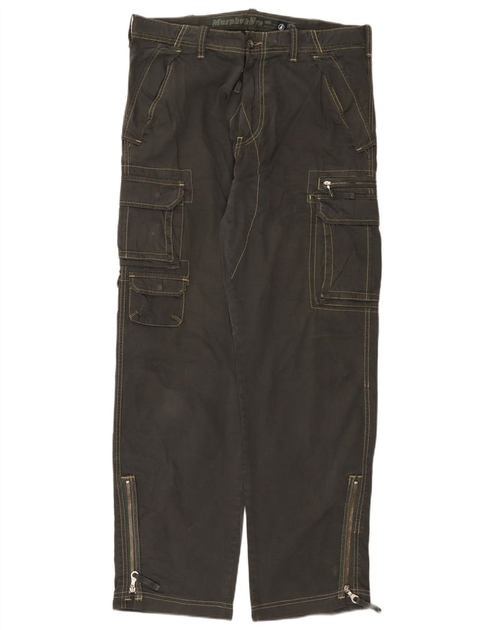 Murphy & Nye Mens Loose Fit Cargo Trousers W34 L33 Grey Cotton