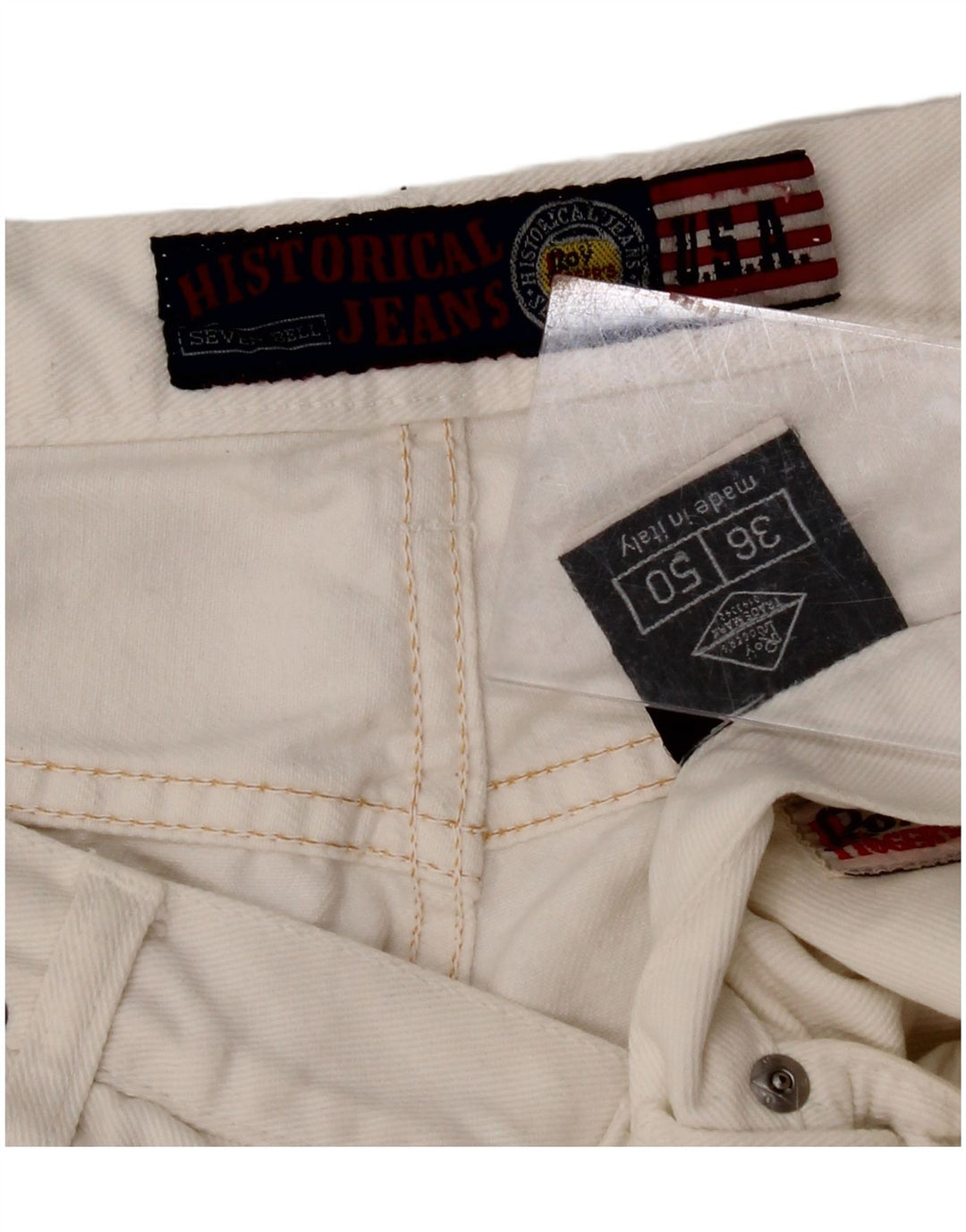 ROY ROGERS Mens Slim Jeans W36 L34  White Cotton