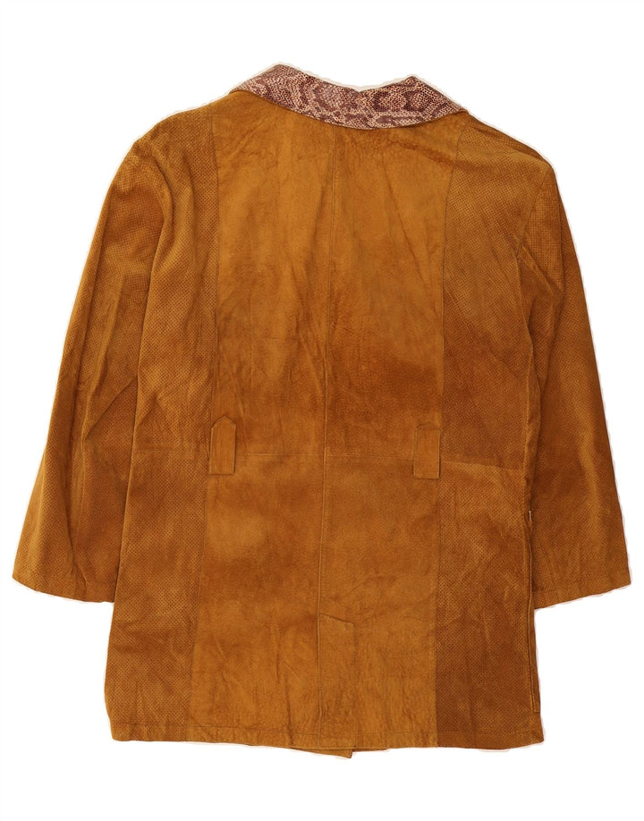 MARCO BALDASSARI Womens Suede Overcoat UK 14 Medium Brown Animal Print Vintage Marco Baldassari and Second-Hand Marco Baldassari from Messina Hembry 