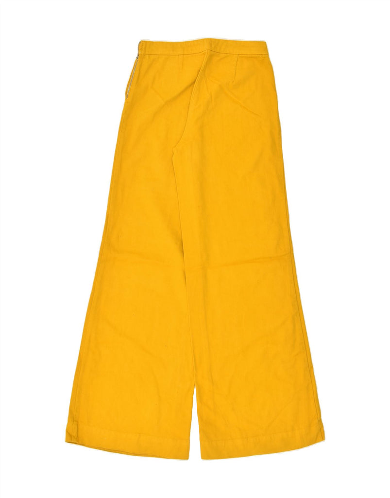 BENETTON Womens Wide Leg Casual Trousers UK 8 Small W25 L33 Yellow Cotton | Vintage Benetton | Thrift | Second-Hand Benetton | Used Clothing | Messina Hembry 