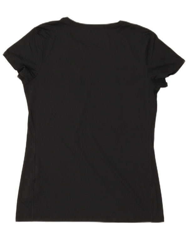 NIKE Womens Dri Fit Graphic T-Shirt Top UK 14 Large Black Polyester