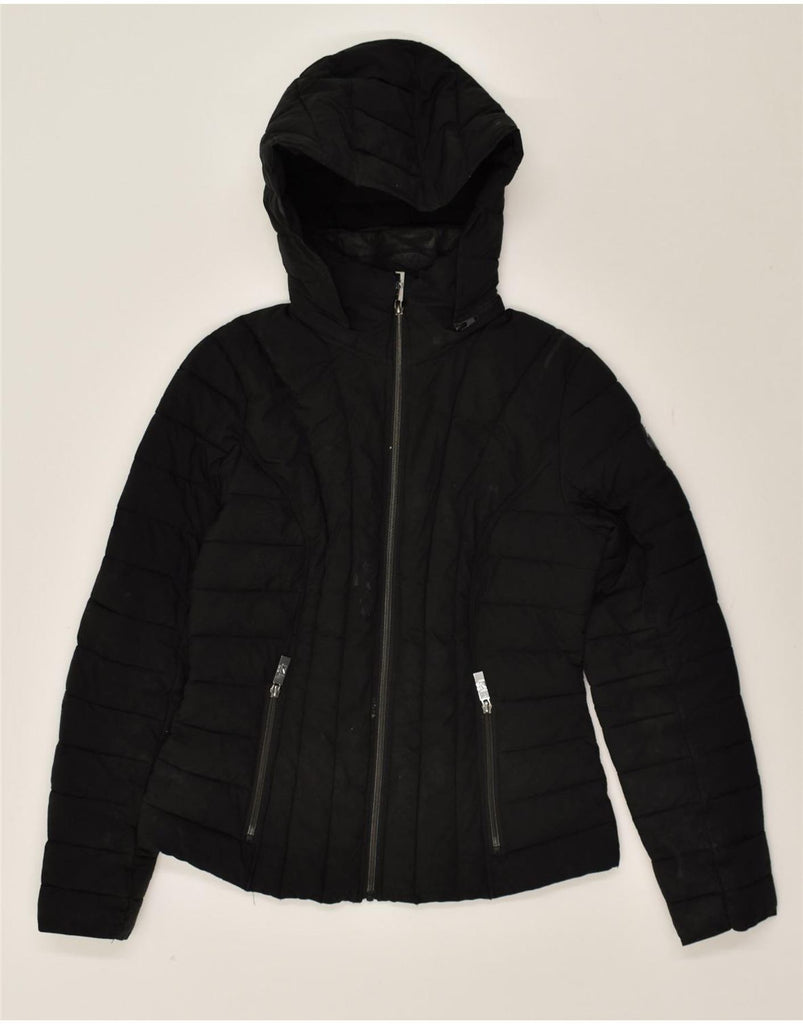 NAUTICA Womens Hooded Padded Jacket UK 10 Small Black Polyester | Vintage Nautica | Thrift | Second-Hand Nautica | Used Clothing | Messina Hembry 