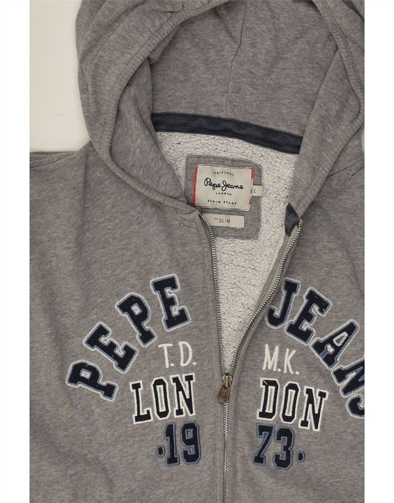 PEPE JEANS Mens Slim Fit Sleeveless Zip Hoodie Sweater Large Grey Cotton | Vintage PEPE Jeans | Thrift | Second-Hand PEPE Jeans | Used Clothing | Messina Hembry 