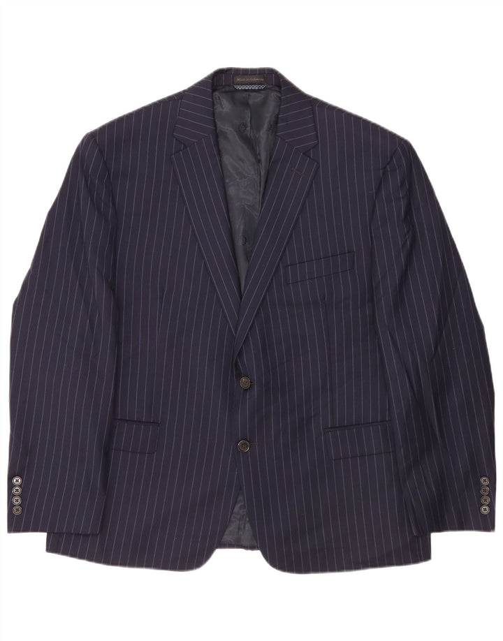 Ralph Lauren Mens 2 Button Blazer Jacket UK 44 XL Navy Blue Pinstripe Wool