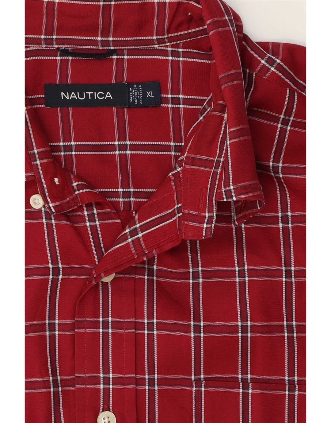 Nautica Mens Shirt XL Red Check Cotton