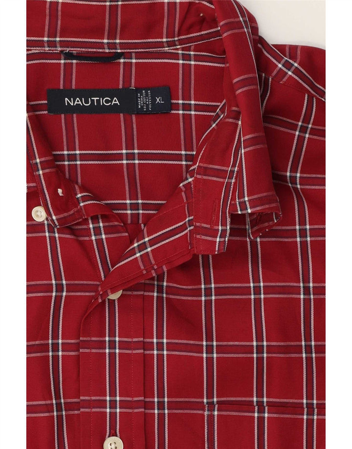 Nautica Mens Shirt XL Red Check Cotton