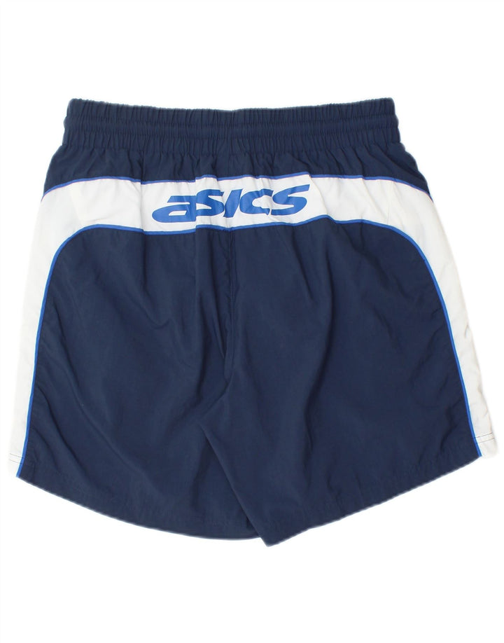 Asics Mens Graphic Sport Shorts Large  Navy Blue Colourblock Polyamide