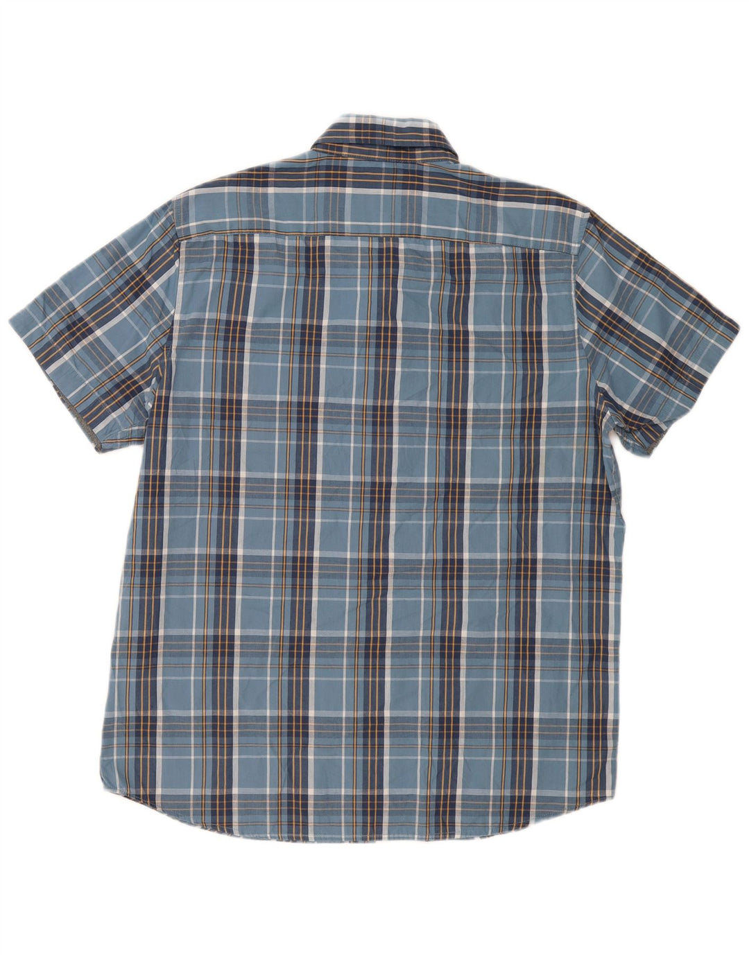 Lee Mens Short Sleeve Regular Fit Shirt Large Navy Blue Check Cotton