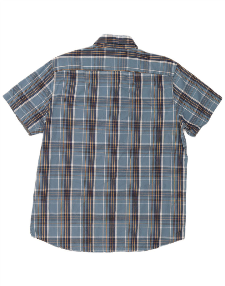 Lee Mens Short Sleeve Regular Fit Shirt Large Navy Blue Check Cotton