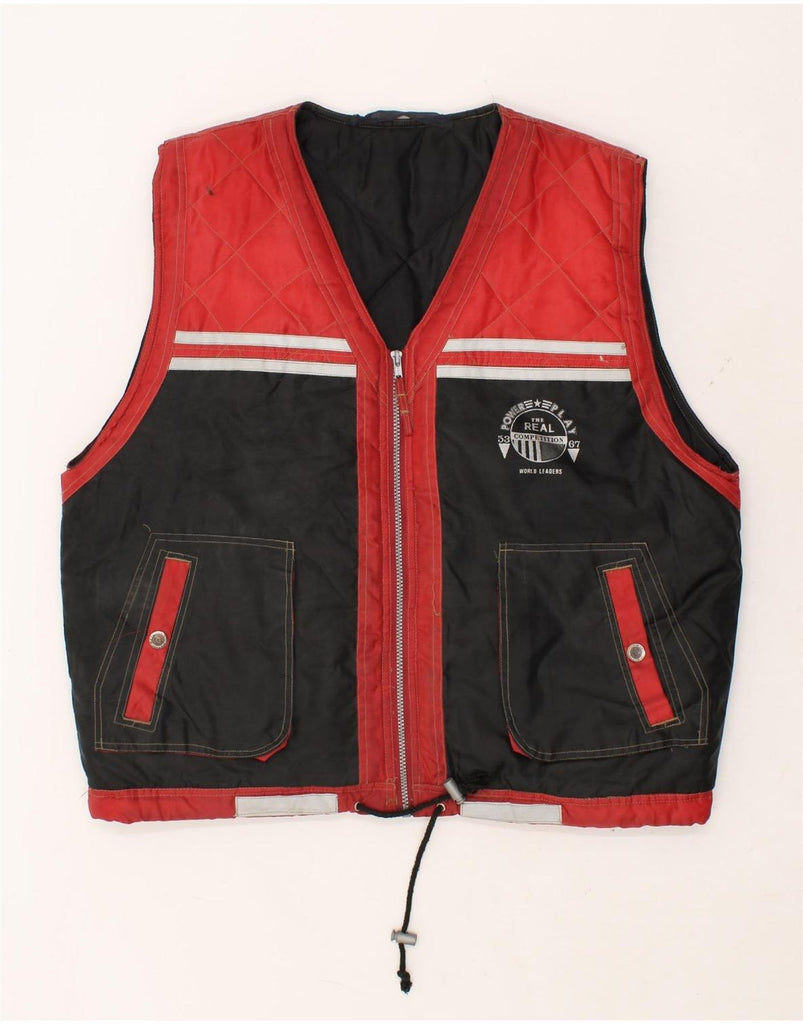 VINTAGE Mens Graphic Gilet UK 42 XL Red Colourblock Polyamide | Vintage Vintage | Thrift | Second-Hand Vintage | Used Clothing | Messina Hembry 