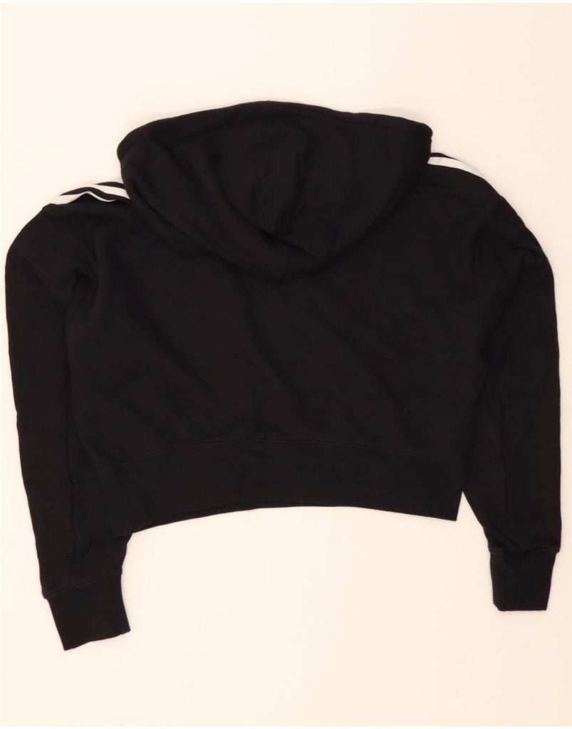 ADIDAS Womens Oversized Crop Hoodie Jumper UK 8 Small Black Cotton Vintage Adidas and Second-Hand Adidas from Messina Hembry 