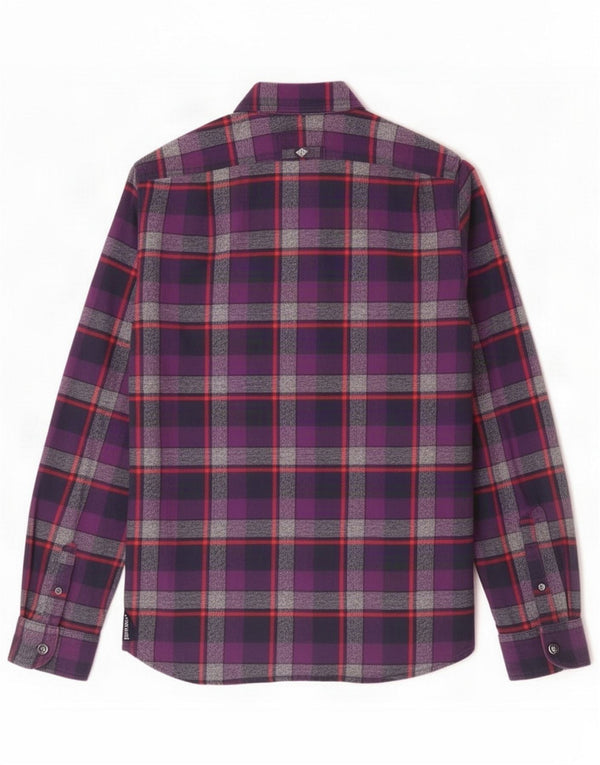 Superdry Mens Flannel Shirt Medium Purple Check Cotton