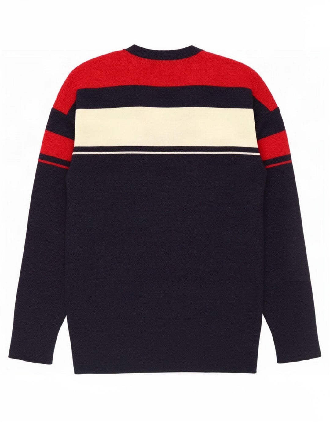 Silvy Mens V-Neck Jumper Sweater IT 50 Medium Navy Blue Colourblock
