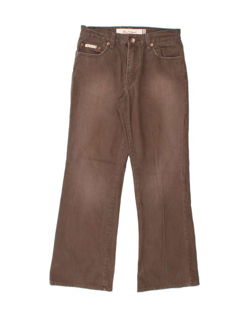 BEN SHERMAN Womens Bootcut Casual Trousers W28 L28 Brown Pinstripe Cotton Vintage Ben Sherman and Second-Hand Ben Sherman from Messina Hembry 