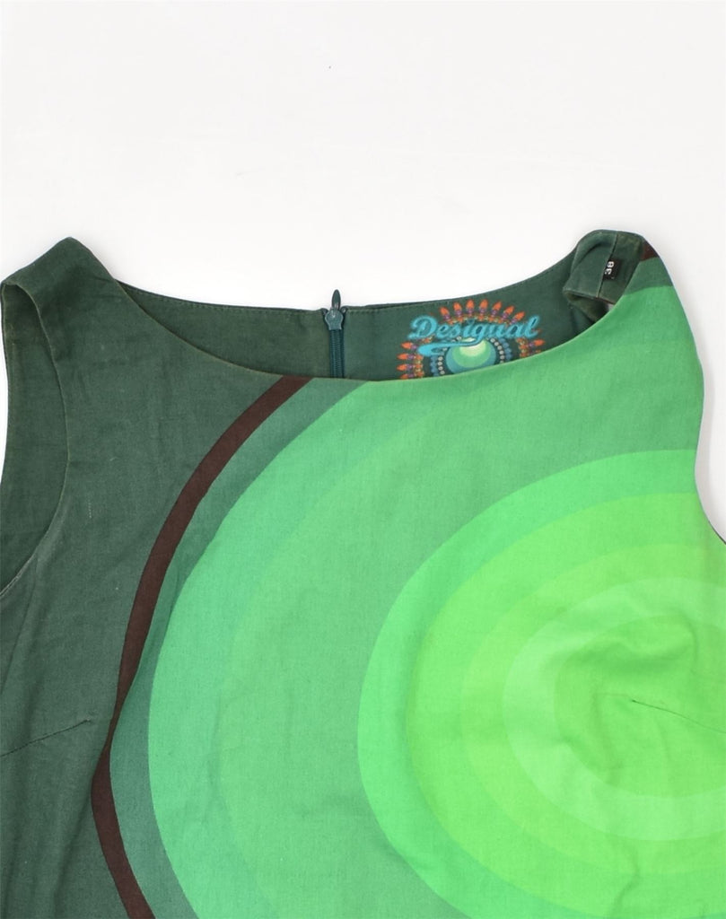 DESIGUAL Womens Sheath Dress EU 38 Small Green Geometric Cotton | Vintage Desigual | Thrift | Second-Hand Desigual | Used Clothing | Messina Hembry 