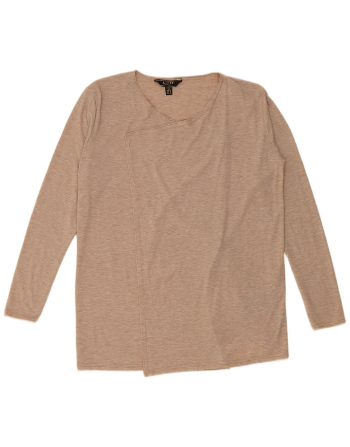 Lipsy Womens Cardigan Top UK 14 Large Beige Viscose