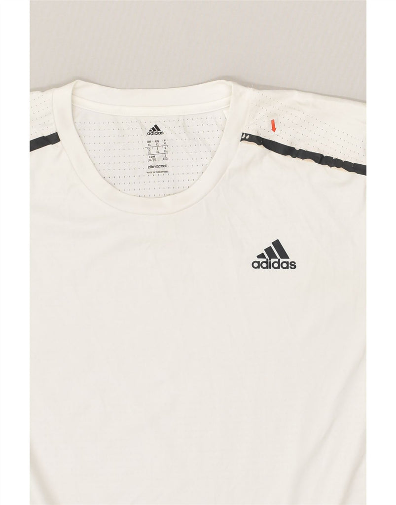 ADIDAS Mens T-Shirt Top XL White Polyester | Vintage Adidas | Thrift | Second-Hand Adidas | Used Clothing | Messina Hembry 