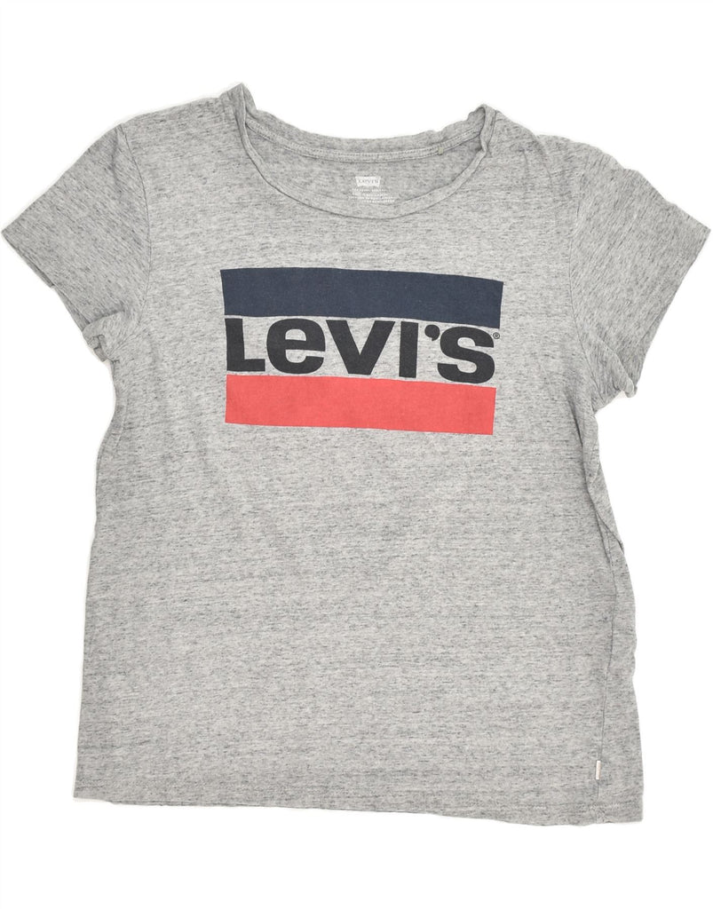 LEVI'S Womens Graphic T-Shirt Top UK 6 XS Grey Flecked | Vintage Levi's | Thrift | Second-Hand Levi's | Used Clothing | Messina Hembry 