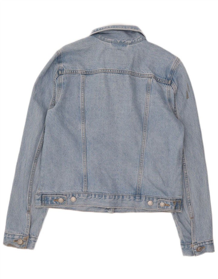 Levi's Womens Crop Denim Jacket UK 16 Large Blue Floral Cotton