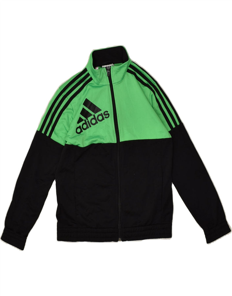 ADIDAS Boys Tracksuit Top Jacket 11-12 Years Green Colourblock Polyester | Vintage Adidas | Thrift | Second-Hand Adidas | Used Clothing | Messina Hembry 