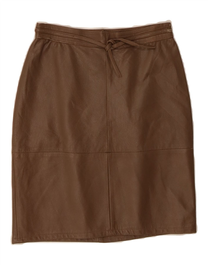 VINTAGE Womens Leather Pencil Skirt IT 42 Medium W26  Brown Vintage Vintage and Second-Hand Vintage from Messina Hembry 