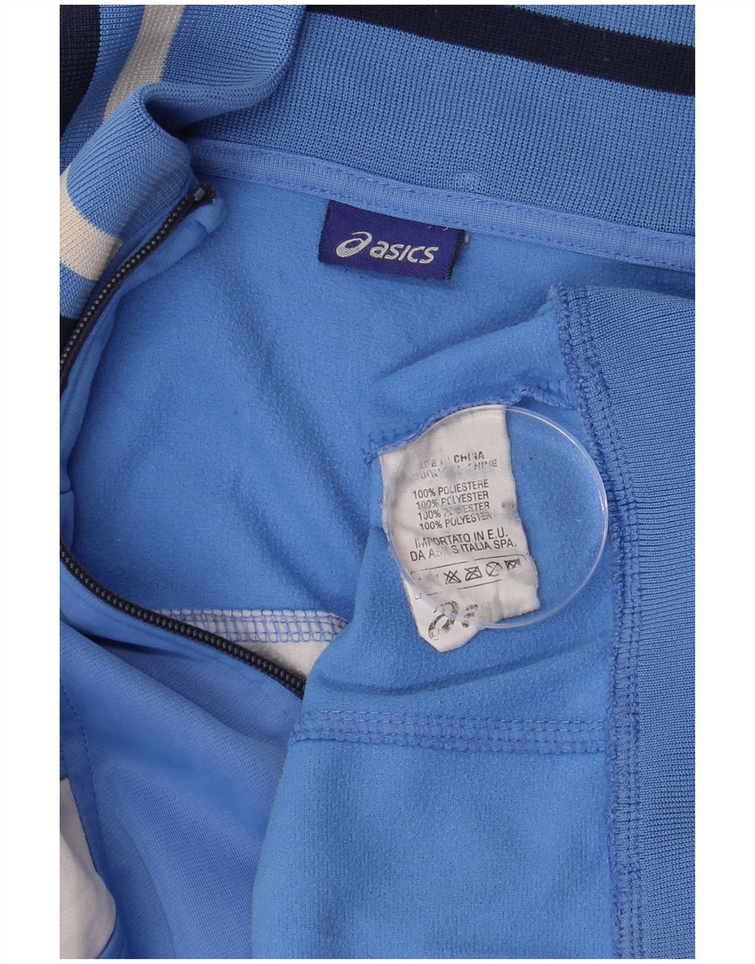 Asics Mens Tracksuit Top Jacket Large Blue Colourblock Polyester