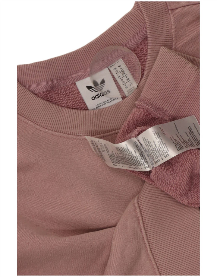 ADIDAS Womens Crop Oversized Sweatshirt Jumper UK 10 Small  Pink Cotton