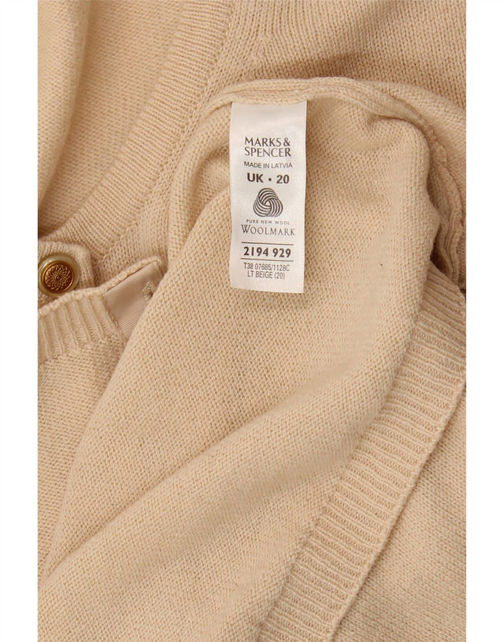 Marks & Spencer Womens Cardigan Sweater UK 20 2XL Beige Lambswool