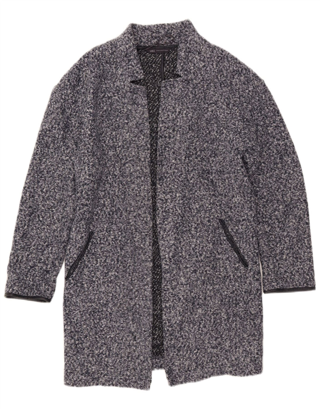Marks & Spencer Womens Overcoat UK 8 Small  Navy Blue Flecked Polyester