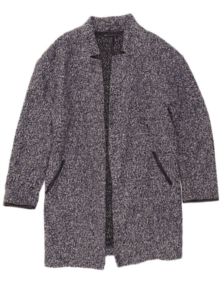 Marks & Spencer Womens Overcoat UK 8 Small  Navy Blue Flecked Polyester