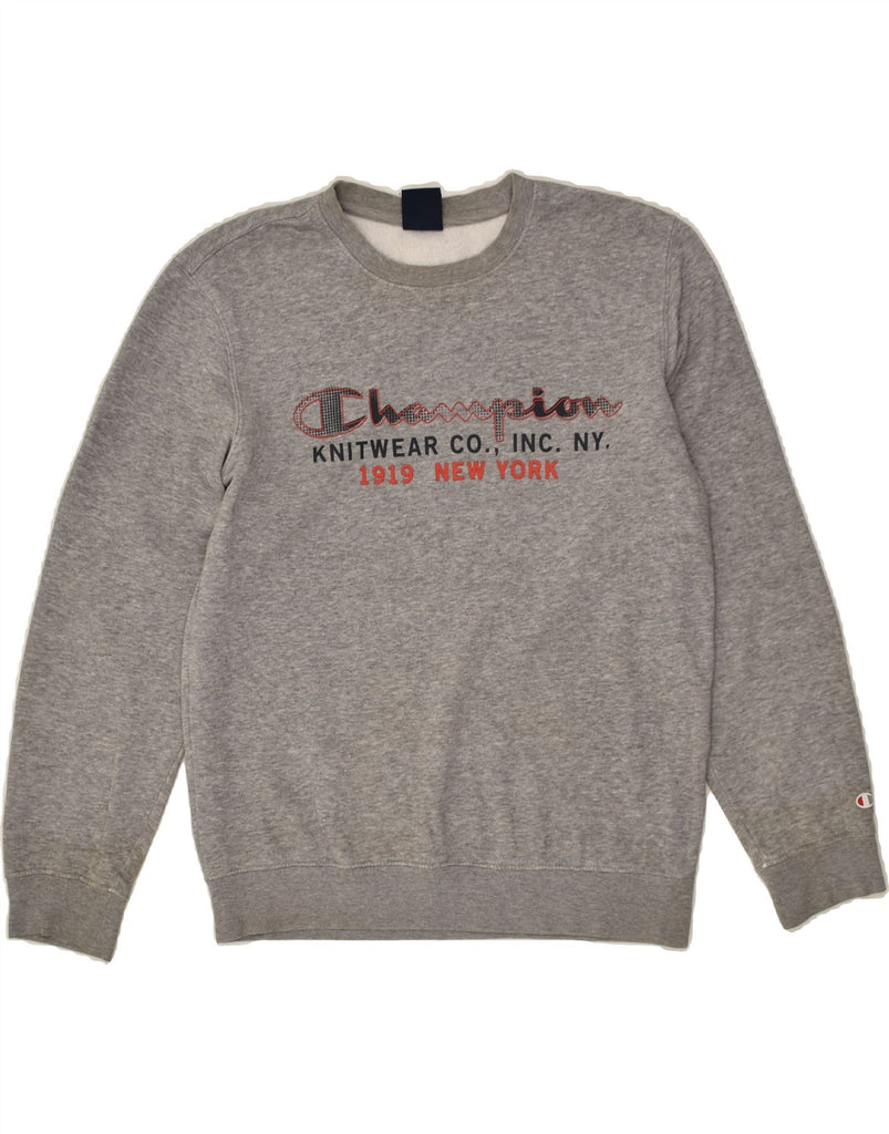 CHAMPION Mens Graphic Sweatshirt Jumper Small Grey Cotton | Vintage Champion | Thrift | Second-Hand Champion | Used Clothing | Messina Hembry 