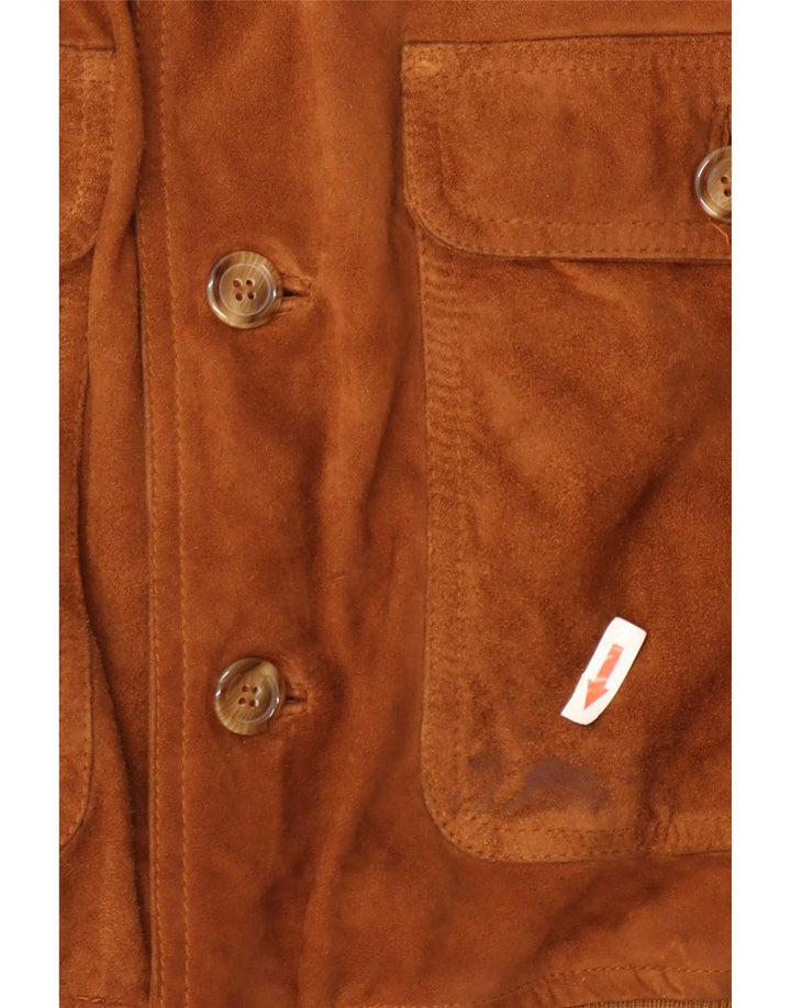 Vintage Mens Suede Bomber Jacket IT 48 Medium Beige