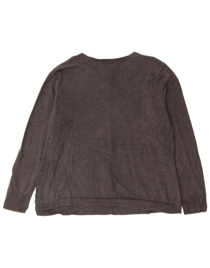 Eddie Bauer Womens Cardigan Sweater UK 20 2XL Grey Cotton