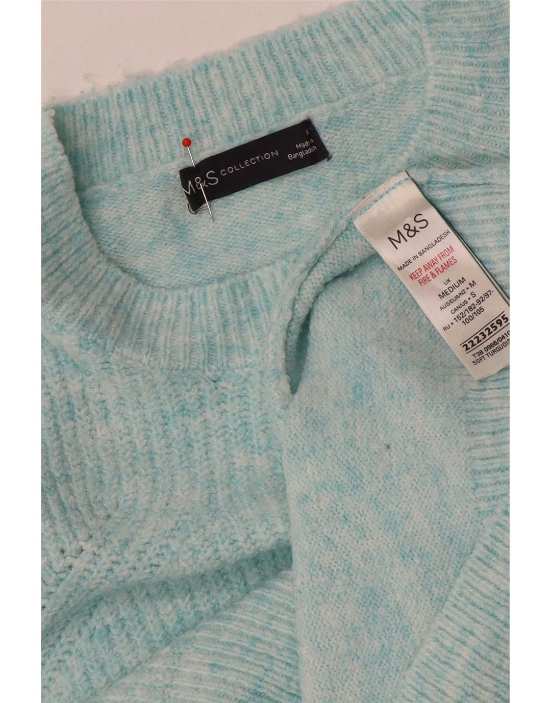Marks & Spencer Womens Oversized Boat Neck Jumper Sweater UK 14 Medium Blue