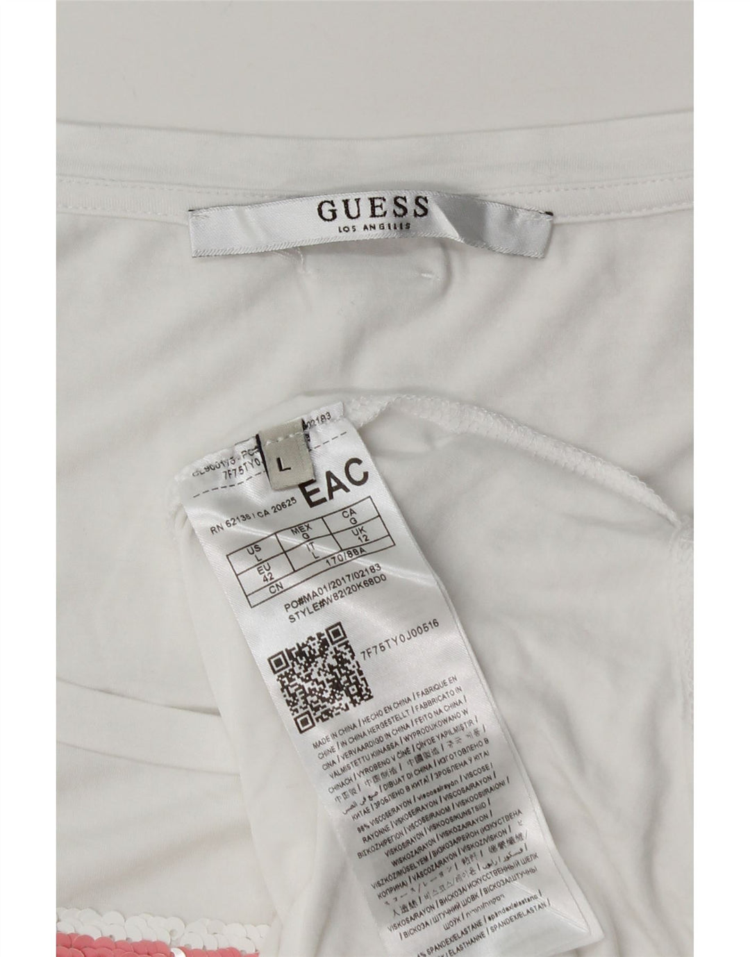 Guess Womens Graphic T-Shirt Top UK 12 Medium White Viscose