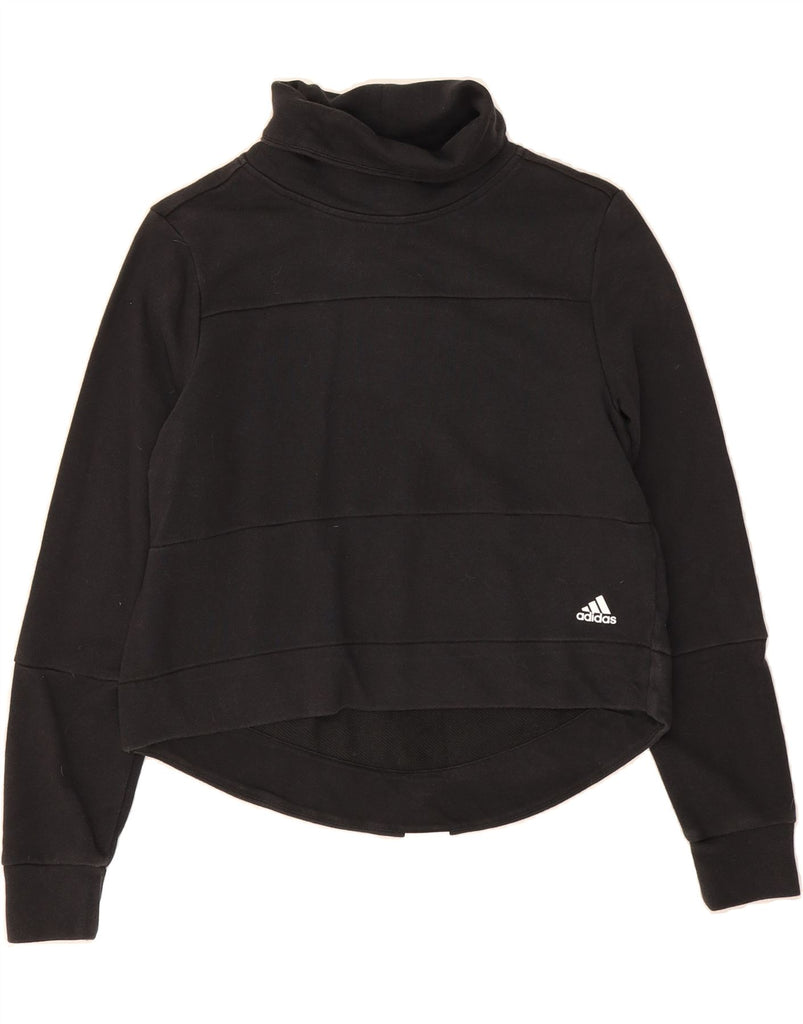 ADIDAS Womens Graphic Sweatshirt Jumper UK 8/10 Small Black Cotton Vintage Adidas and Second-Hand Adidas from Messina Hembry 