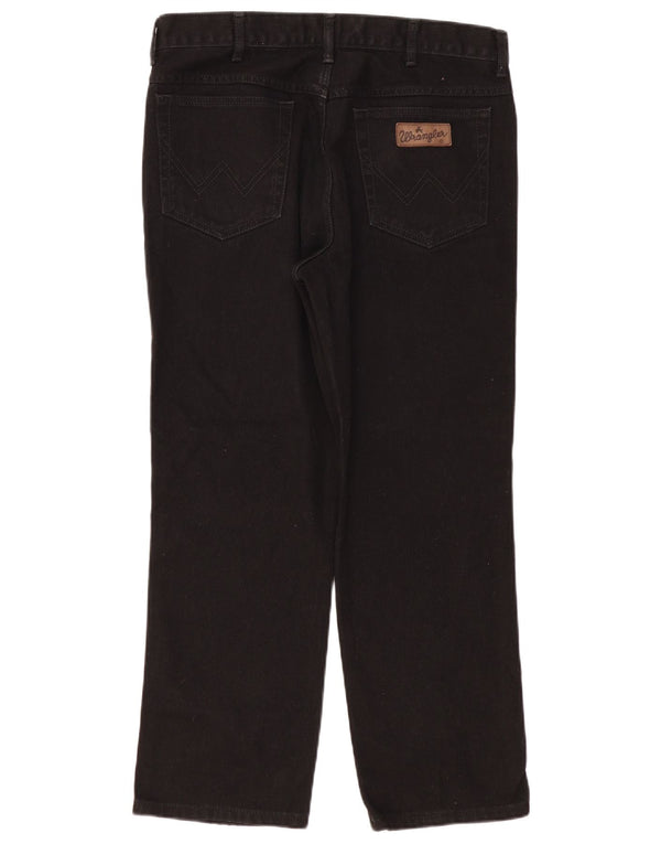 Wrangler Mens Texas Straight Jeans W36 L30 Black Cotton