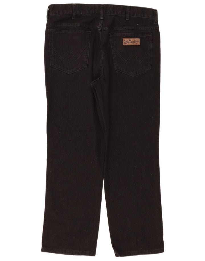 Wrangler Mens Texas Straight Jeans W36 L30 Black Cotton