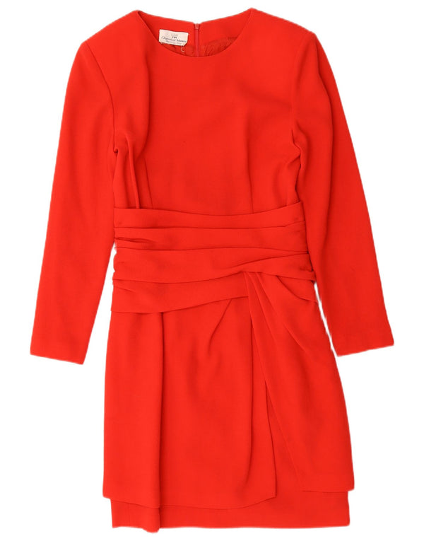 Vintage Womens Long Sleeve Sheath Dress UK 10 Small Red