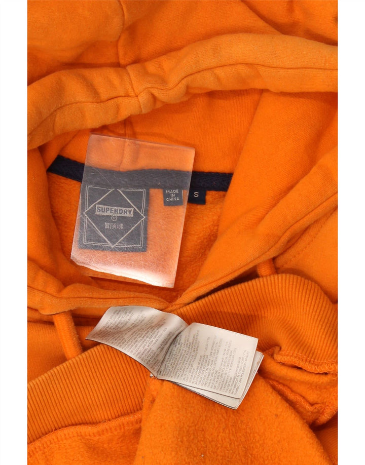 Superdry Mens Graphic Hoodie Jumper Small Orange Cotton